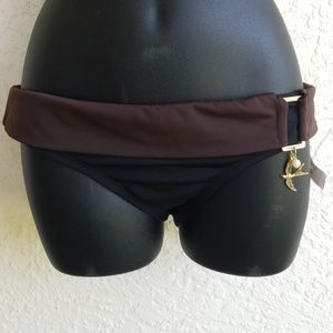 Women's black and Brown roll down bikini bottoms